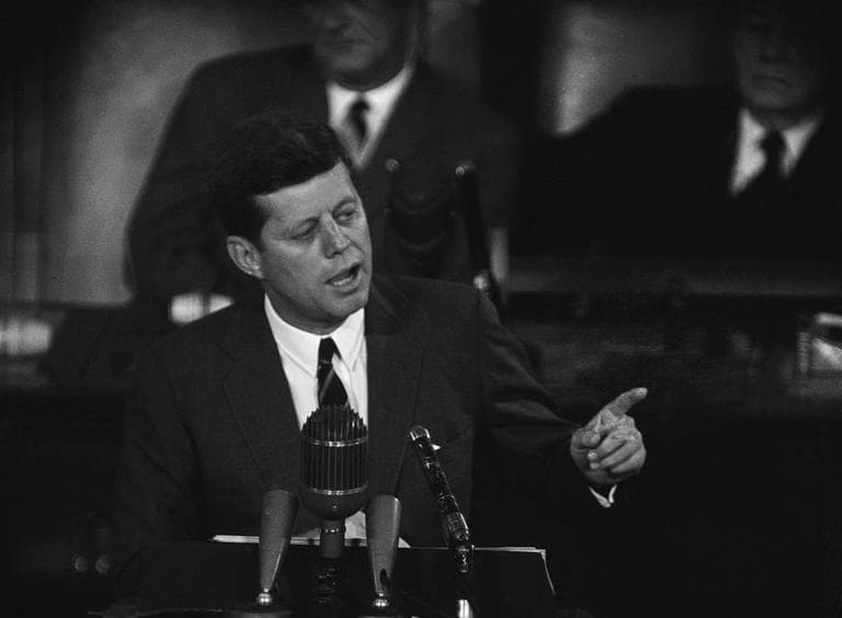 President John F. Kennedy speaks to a joint session of Congress in Washington, May 25, 1961. The president urged congressional approval of additional funds to bolster space, foreign aid and defense programs. (AP)