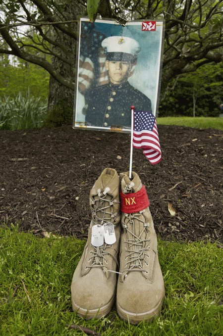 In memory of Alexander Arredondo, who was killed in Iraq in 2004. (Anna Miller/Here &amp; Now)