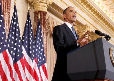 President Barack Obama delivers a policy address at the State Department. (AP)