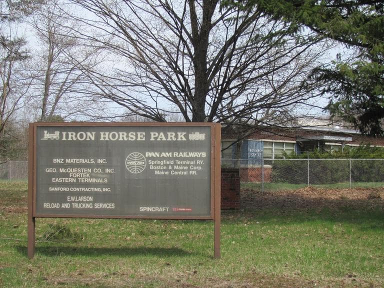 The entrance to the old Iron Horse Park in North Billerica, Mass. (Jenna Ebersol/NECIR)