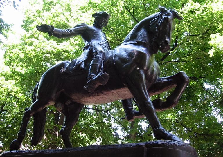 This statue of Paul Revere sits outside of Old North Church in Boston. (erik jaeger/Flickr)