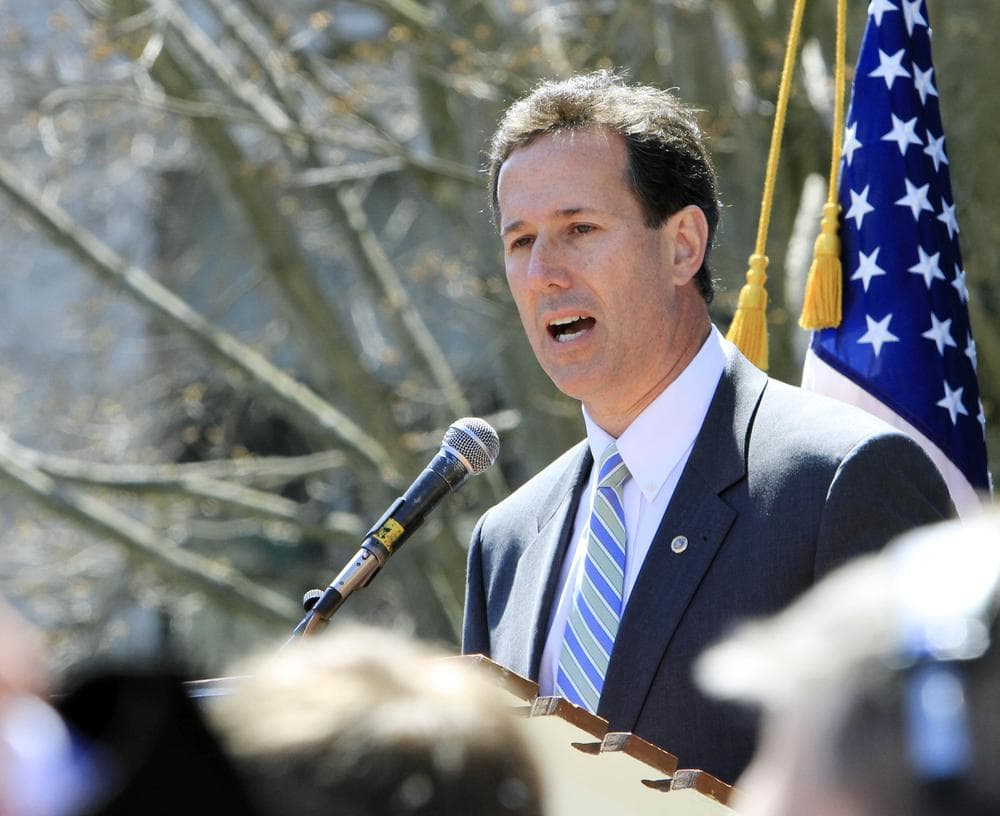 Republican presidential hopeful, former Pennsylvania Sen. Rick Santorum in Concord, N.H in April. (AP)