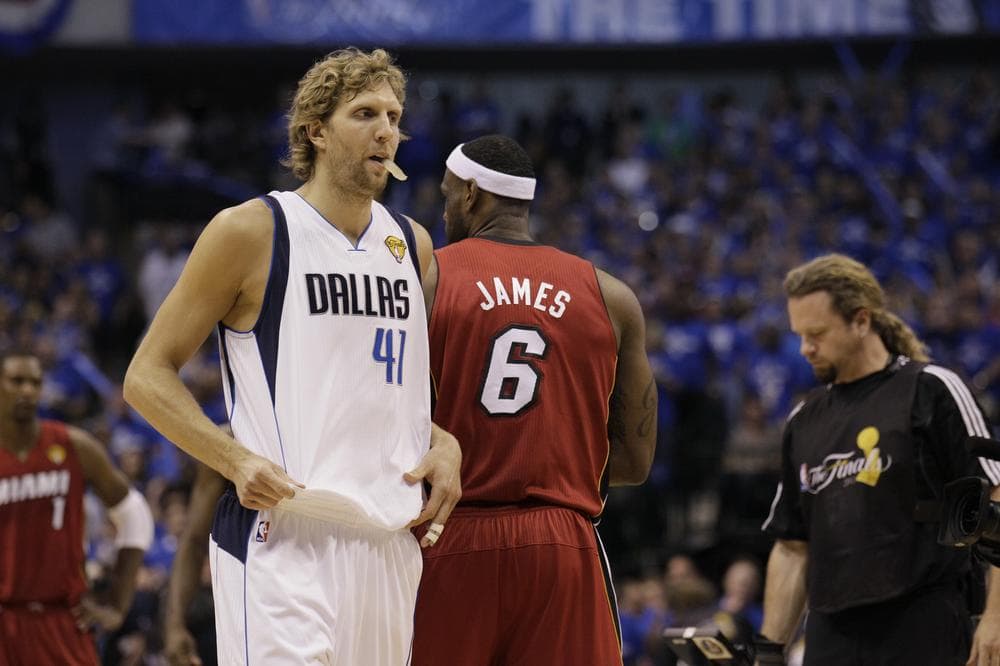 Dallas Mavericks star Dirk Nowitzki would like LeBron James and the Miami Heat to put their NBA title hopes on hold for at least one more year. (AP)