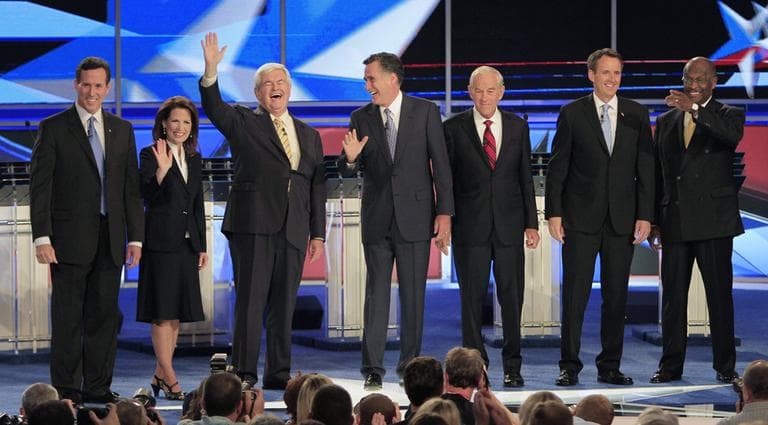 Republican candidates at their debate Monday at Saint Anselm College in Manchester, N.H. (AP)