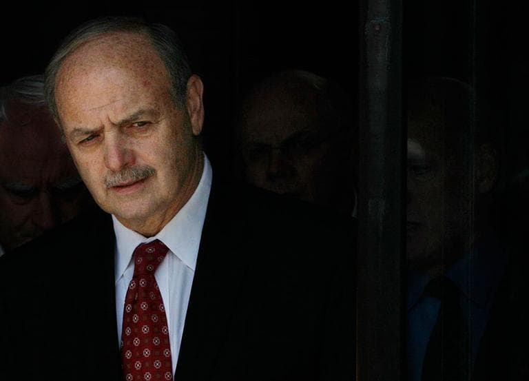 Former Speaker Salvatore DiMasi leaves federal courthouse in Boston after being convicted on corruption charges Wednesday. (AP)