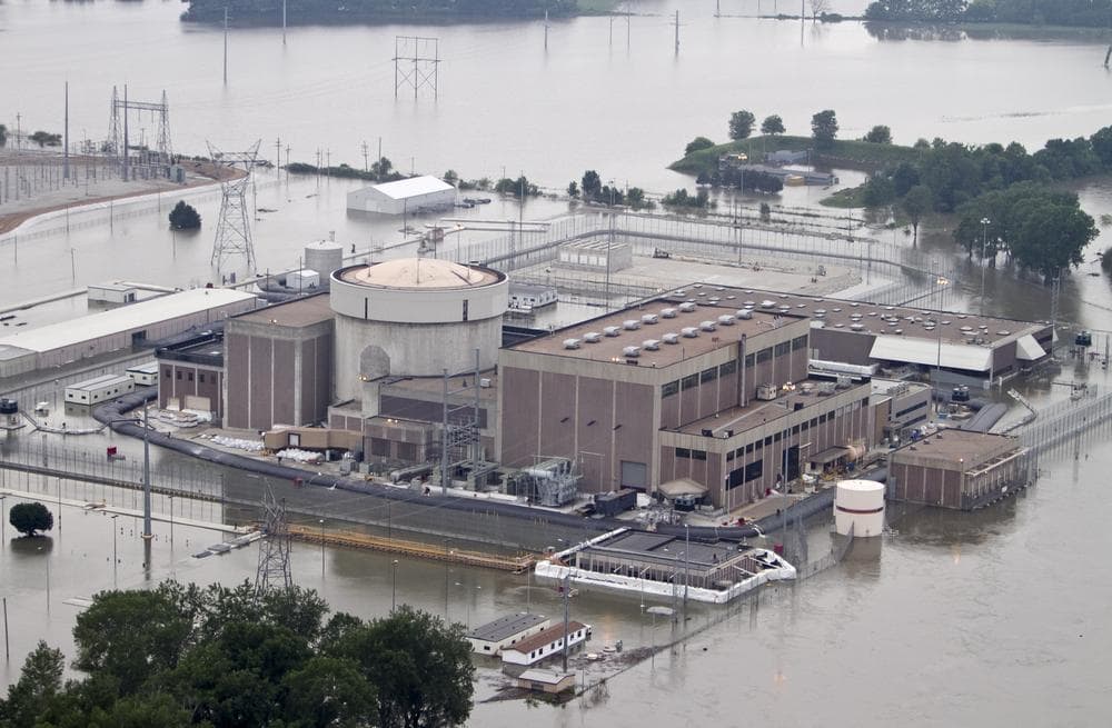 The Fort Calhoun nuclear power station in Fort Calhoun, Neb., currently shut down for refueling, is surrounded by flood waters from the Missouri River, Tuesday, June 14, 2011. (AP)