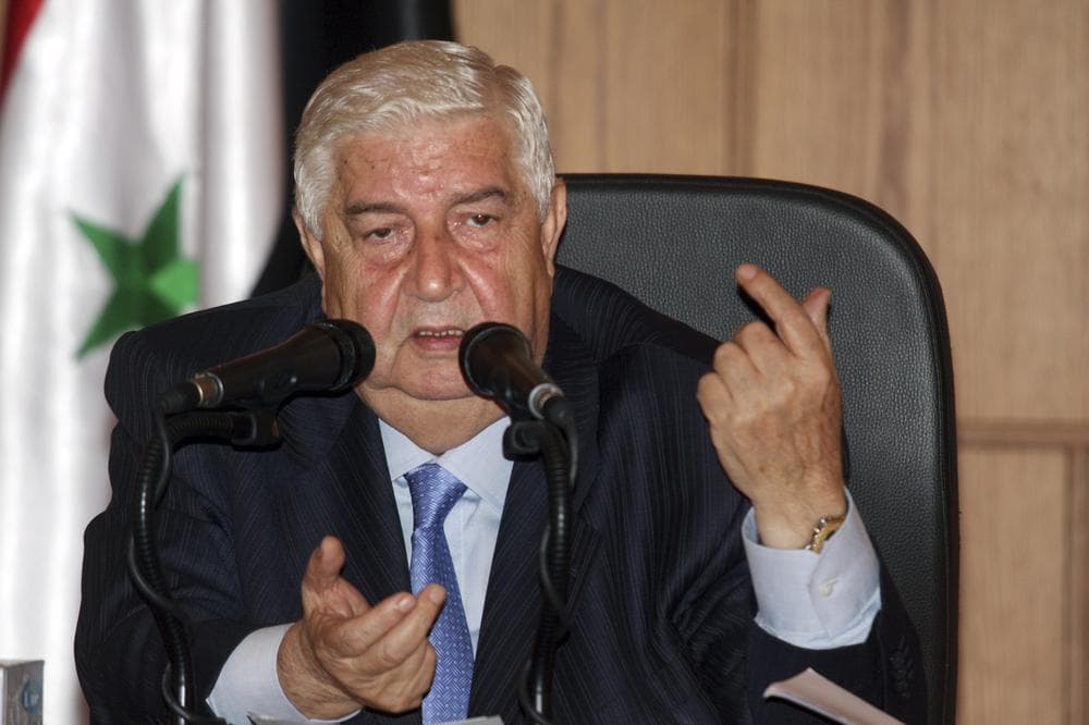 Syrian Foreign Minister Walid Moallem speaks during a news conference in Damascus, Syria, Wednesday, June 22, 2011. (AP)