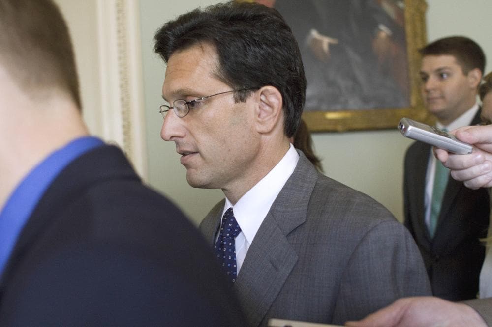 House Majority Leader, Eric Cantor of Va. on Capitol Hill in Washington, Thursday. Cantor, along with one other Republican, left debt ceiling talks, stalling them indefinitely. (AP)