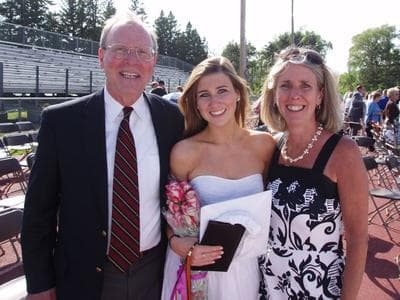 Father Malcolm Astley, Lauren Astley and mother Mary Dunne at Lauren's high school graduation (Courtesy)