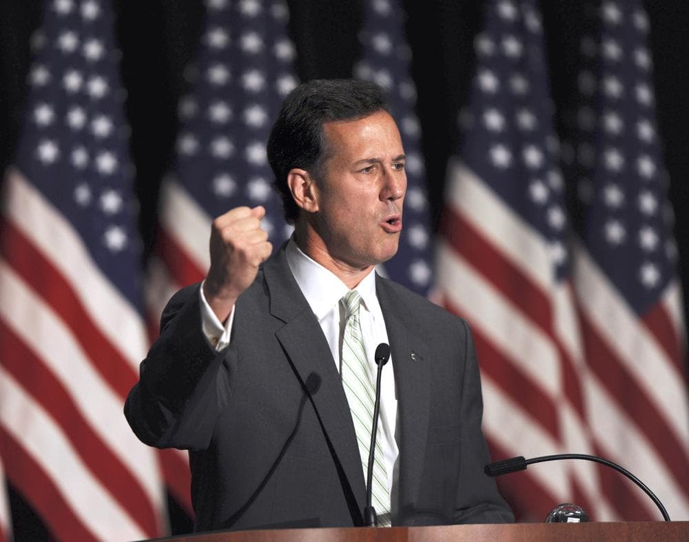 Republican presidential candidate, former Pennsylvania Sen. Rick Santorum speaks at the 41st Annual National Right to Life Convention in Jacksonville, Fla. (AP)