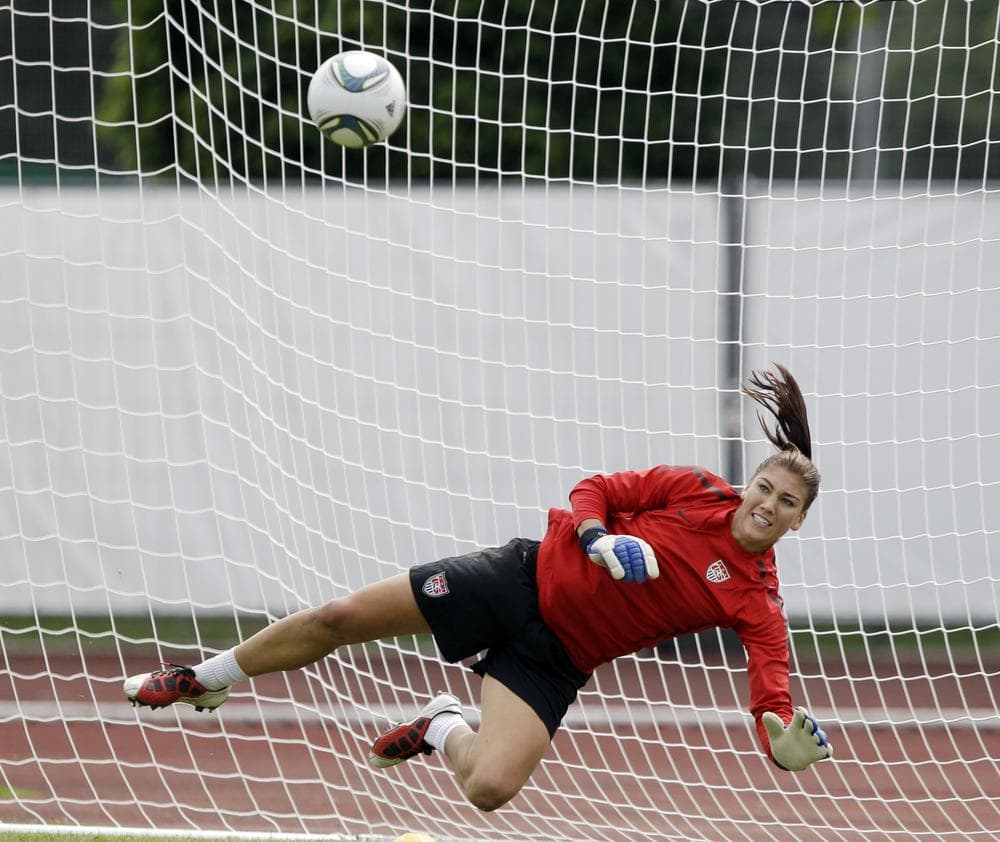 United States goalkeeper Hope Solo makes a save during a training session during the Women’s Soccer World Cup in Frankfurt, Germany. (AP)