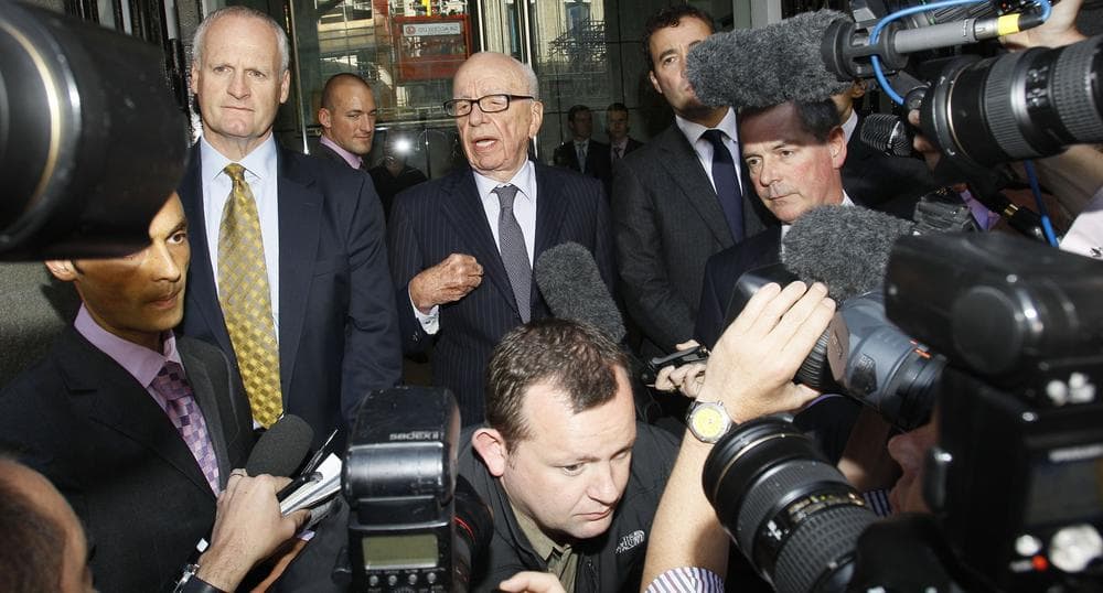 Rupert Murdoch speaking to the media in London. (AP)