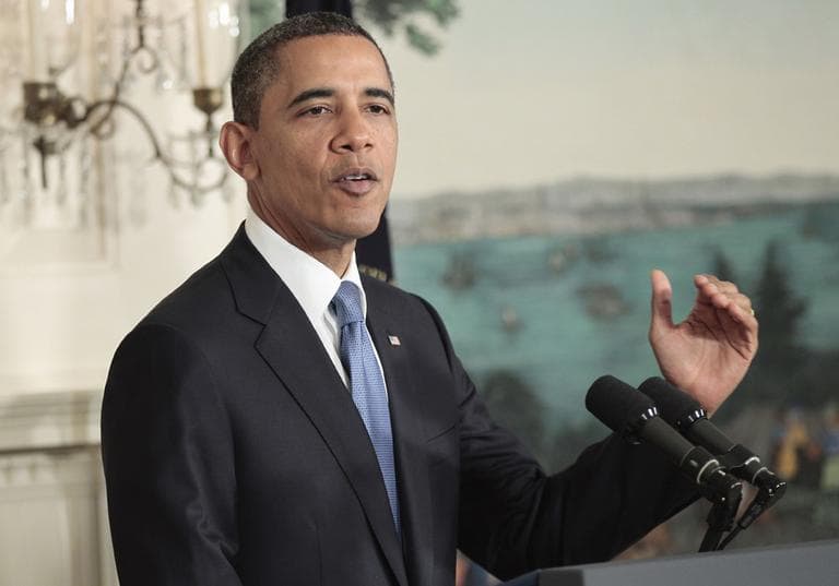 President Obama talks about the ongoing budget negotiations Friday at the White House. (AP)