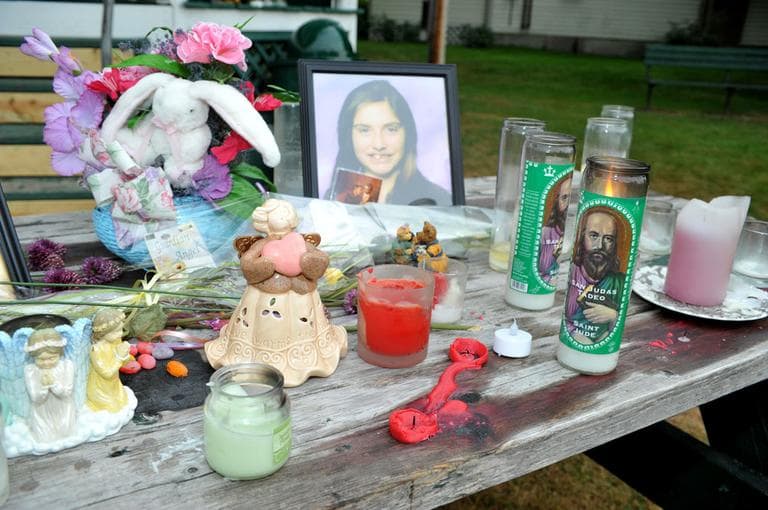 A memorial for Celina Cass, 11, is seen Tuesday in Stewartstown, N.H. (AP)