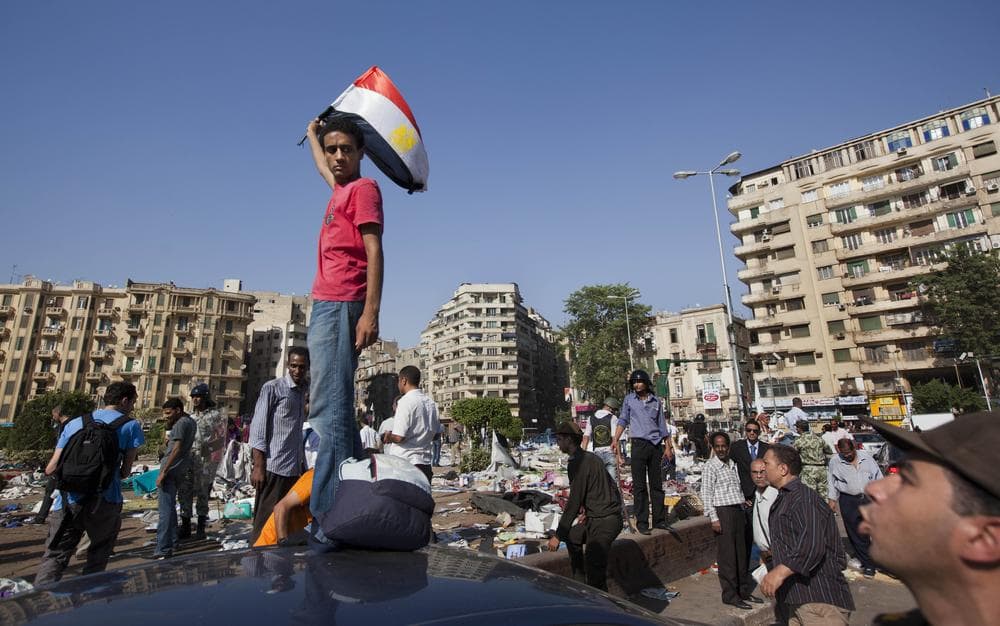 Egyptian troops tore down the protesters encampment in Tahrir Square in downtown Cairo, Egypt Monday Aug. 1, 2011. (AP)