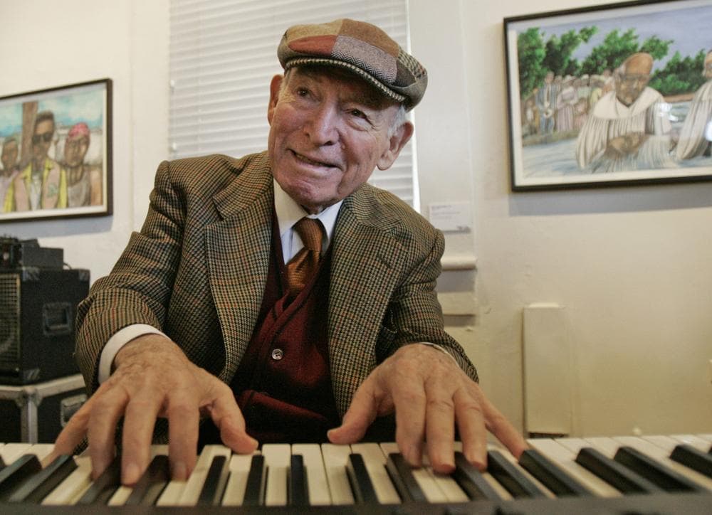George Wein, founder and long-time producer of the Newport Jazz and Folk Festivals, playing jazz piano in New Orleans. (AP)