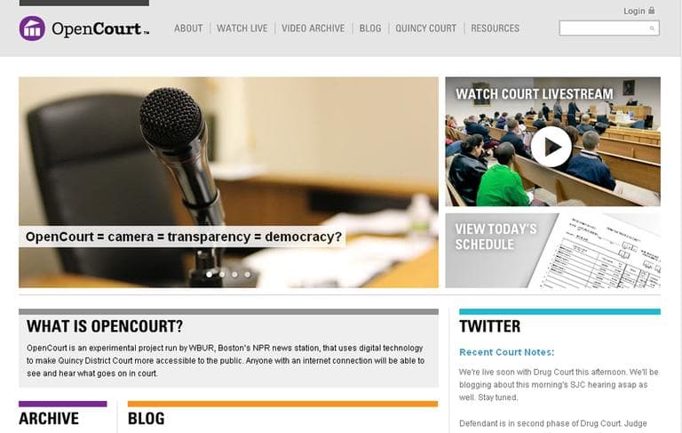 Screen shot of OpenCourt.us (WBUR)