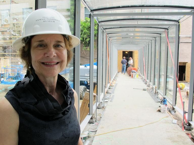 Isabella Stewart Gardner Museum Director Anne Hawley, in the nearly-completed corridor (Andrea Shea/WBUR)