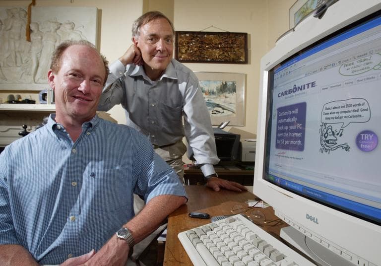 Carbonite co-founders, chief technology officer Jeff Flowers, left, and chief executive officer David Friend (AP)