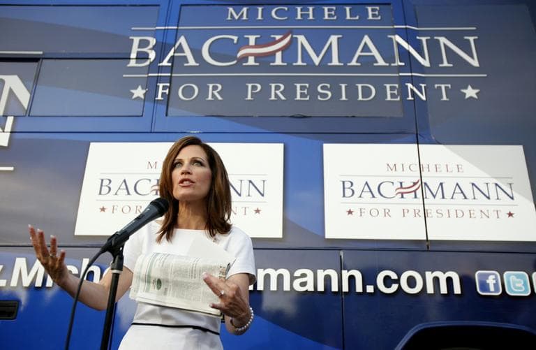 Republican presidential candidate Rep. Michele Bachmann speaks at a campaign stop in Waterloo, Iowa, Sunday. (AP)
