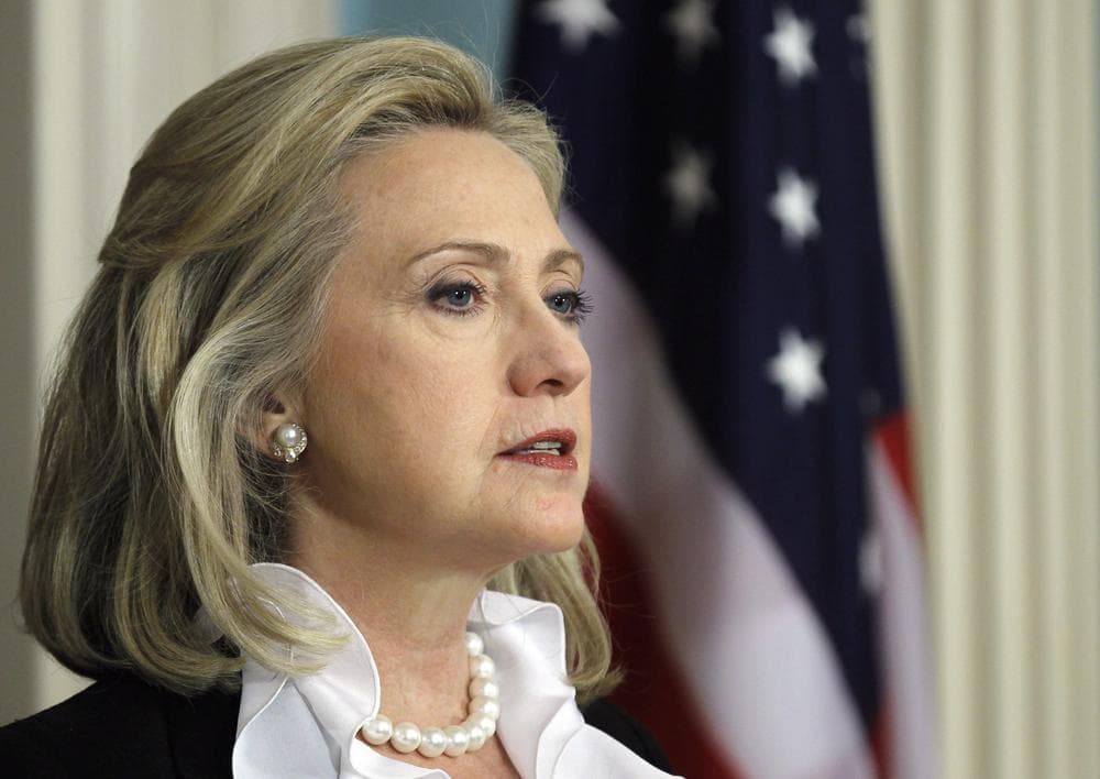Secretary of State Hillary Rodham Clinton makes a statement about Syria, Thursday, in Washington. (AP)