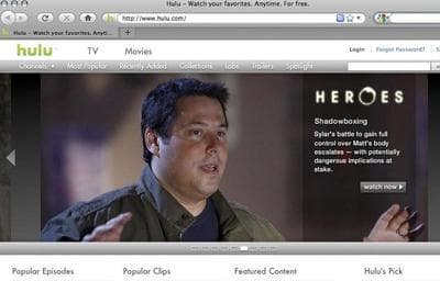 A screen grab of the home page of Hulu.com. (AP)