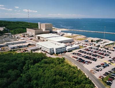 Pilgrim Power Station in Plymouth (WBUR file photo/Courtesy of Entergy Nuclear)