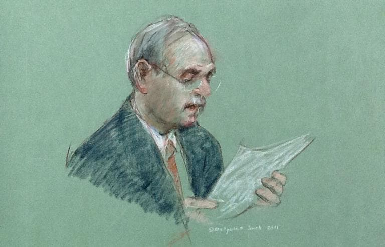 Ex-Speaker Salvatore DiMasi, during his sentencing hearing Thursday (Margaret Small for WBUR)