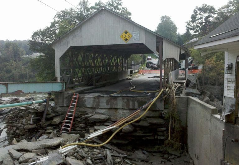 A damaged covered bridge in Quechee (Mike Farber)