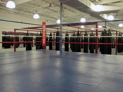 MK Boxing in Woburn, where Christopher Mello's coach now trains other prospective boxers. (Dan Mauzy/WBUR)
