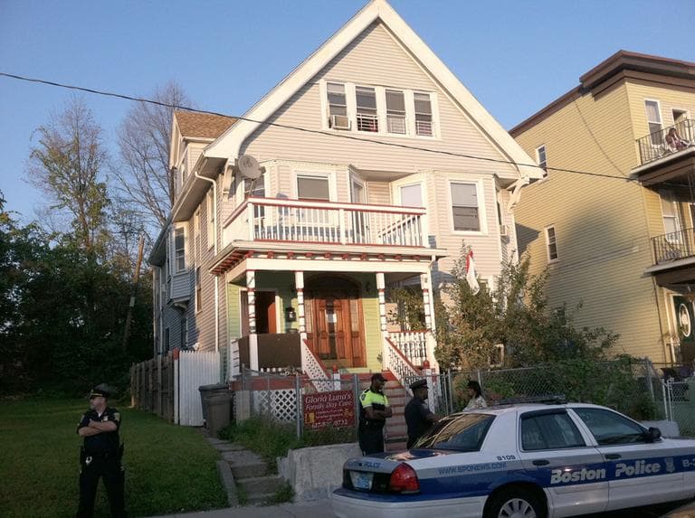 The child was found in a van parked at 18 Floyd St. in Dorchester. (Delores Handy/WBUR)