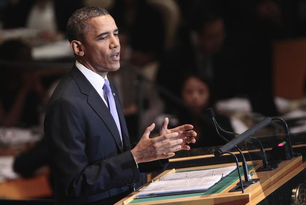President Barack Obama addresses the United Nations General Assembly at the UN Building, Wednesday. (AP)
