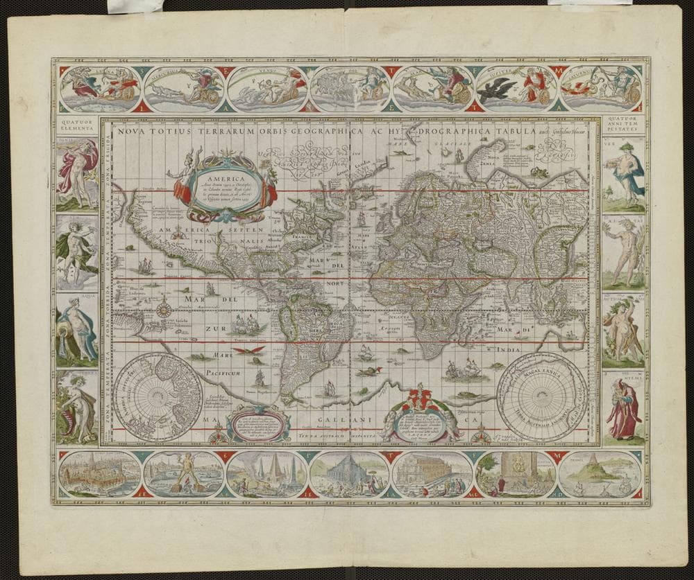17th-century world map by Johan Blaue