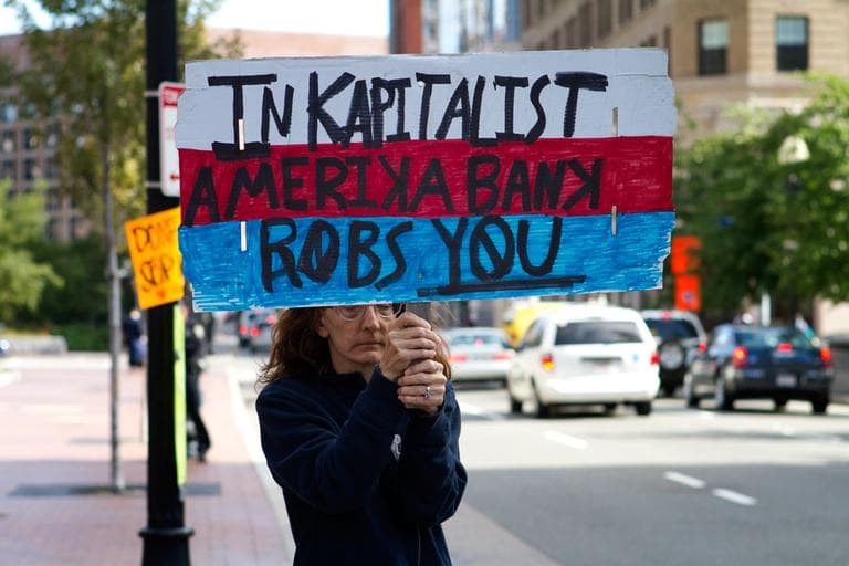 An Occupy Boston protester (Jesse Costa/WBUR)
