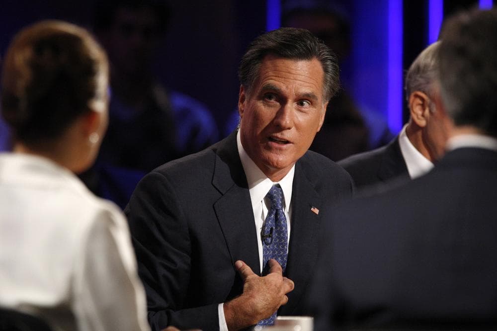 Republican presidential candidate former Massachusetts Gov. Mitt Romney participates in a presidential debate at Dartmouth College in Hanover, N.H., Oct. 11. (AP)