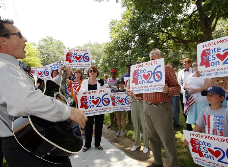 &quot;Personhood&quot; supporters gather at a prayer rally Monday, June 6, 2011 at the Capitol in Jackson, Miss. (AP)