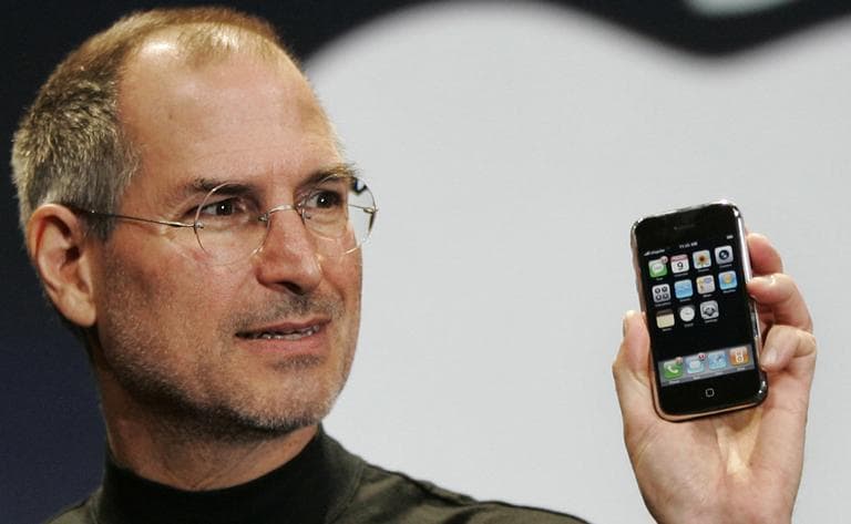 Apple CEO Steve Jobs demonstrates the new iPhone during his keynote address at MacWorld Conference in 2007 (AP)