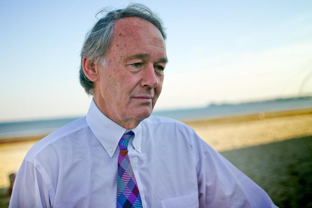 Rep. Ed Markey on Revere Beach, where his mother would take him and his brothers, before she developed Alzheimer's. (Jesse Costa/WBUR)