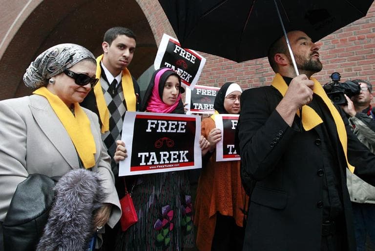Tamer Mehanna, speaks outside U.S. District Court in Boston, Oct. 24, after a day of jury selection in the trial of his brother, Tarek Mehanna, of Sudbury, Mass. (AP)