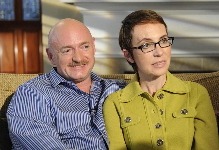 In this undated photo provided by ABC, U.S. Rep. Gabrielle Giffords and husband Mark Kelly are interviewed by Diane Sawyer on ABC&#039;s 20/20. (AP)