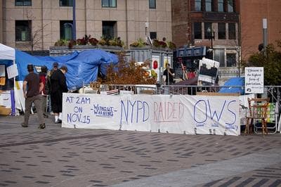 Occupy Boston&#039;s encampment in Dewey Square, Wednesday (Luke Boelitz for WBUR)