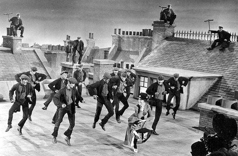 Julie Andrews dances with the chimney sweeps during filming of &quot;Mary Poppins&quot; in 1963. The Regent Theatre&#039;s Poppin&#039;s sing-a-long invites the audience to dress up as their favorite characters from the film. (AP Photo)