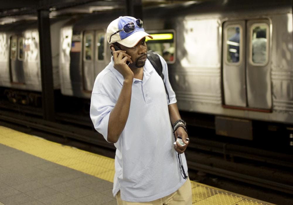 Mory Bailo Aw called from a subway platform to get some last minute directions to a friends house in New York, Tuesday, Sept. 27, 2011.  (AP)