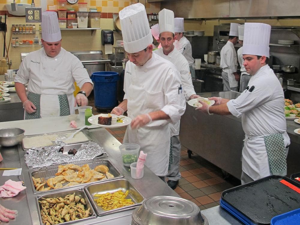 Part of Culinary Institute of America students&#039; training involves preparing lunch for their fellow students.  (Doug Tribou/Only A Game)