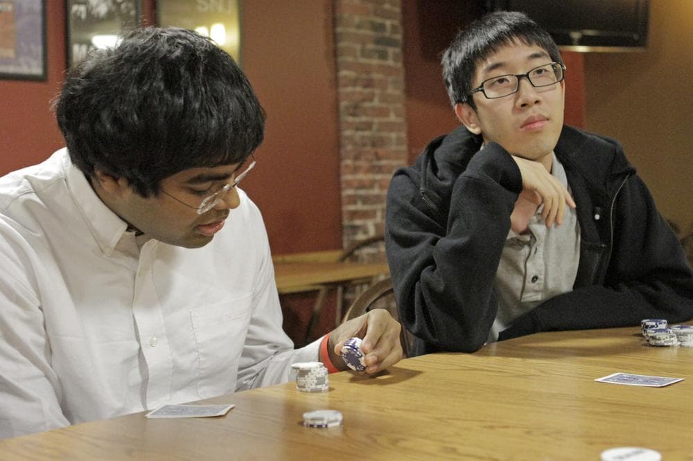 Prateek Chadha and Edward Chu ponder their next moves.  (Jesse Costa/WBUR)