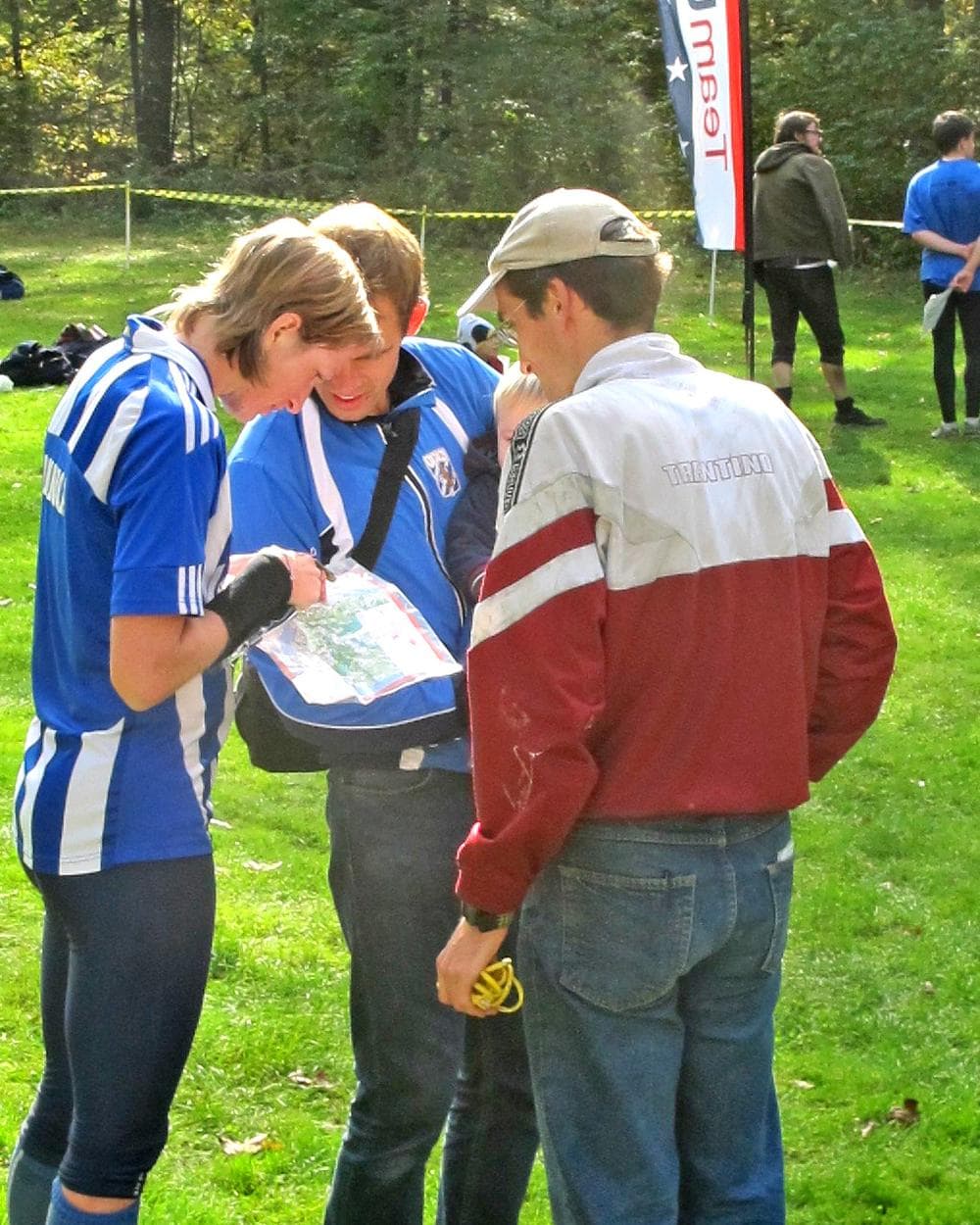 Annica Eng (l) and her husband Jakob (c) traveled from Sweden for the event.  Orienteering is more popular in Europe than in the United States (Doug Tribou/Only A Game)