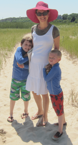Marie Colantoni Pechet and her sons on Cape Cod, Summer 2011