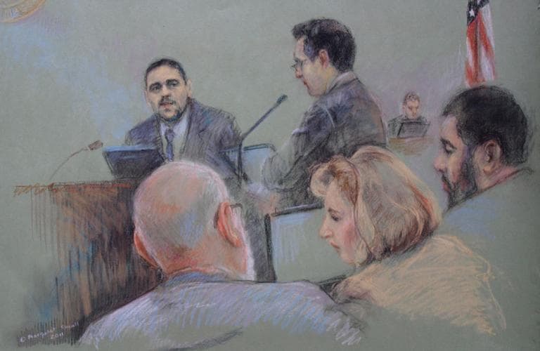 Kareem Abu-zahra testifies for Wednesday in Boston federal court. (Margaret Small for WBUR)