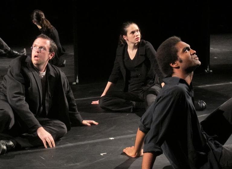 Actors in the opening scene of &quot;Hamlet&quot; (Andrea Shea/WBUR) 