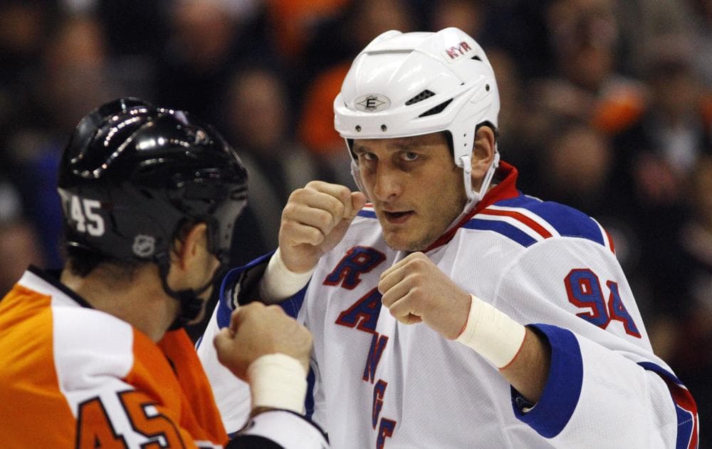 As an enforcer, Derek Boogaard of the New York Rangers was expected to drop his gloves virtually each time he stepped on the ice. (AP)
